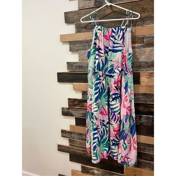 Loft NWOT Palm Double Strap Midi Dress sz 10 - Picture 4 of 6